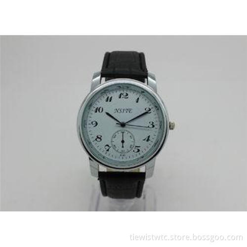 Big Face Alloy Wrist Watches leather strap 24H indicator /